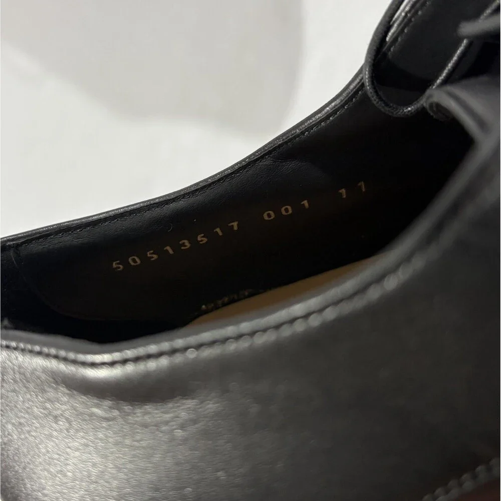BOSS Derrek Derby Black Leather Lace Dress Shoes Preppy Class Mens Sz 11 ITALY